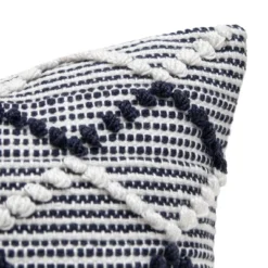18x18 Inches Hand Woven Blue Polyester With Polyester Fill Pillow - Foreside Home & Garden