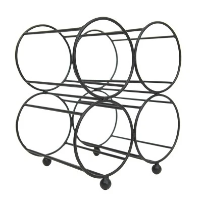 Black Metal Wine Bottle Holder - Foreside Home & Garden