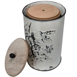 Set Of 3 Cream And Gray Floral Metal Decorative Storage Canisters - Foreside Home & Garden -Decor Home Life Store GUEST 837173fa b544 4ec5 a26f 4441d869ff49