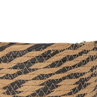 Set Of 2 Braid Woven Baskets Black & Natural Rope By Foreside Home & Garden 4 Set Of 2 Braid Woven Baskets Black & Natural Rope By Foreside Home & Garden - Image 2