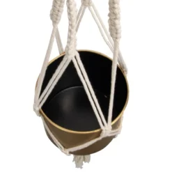 Macrame Hanging Planter With Gold Metal Planter Pot - Foreside Home & Garden -Decor Home Life Store GUEST 842f529d 1a9f 4207 957e 841edace2bea