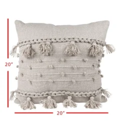 Gray Pulled Knot 20X20 Hand Woven Filled Outdoor Pillow - Foreside Home & Garden -Decor Home Life Store GUEST 876e8e22 44f2 4a87 a4ca 9625dc88d096