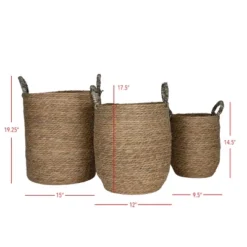 Set Of 3 Baskets Brown Woven Seagrass By Foreside Home & Garden 11 Set Of 3 Baskets Brown Woven Seagrass By Foreside Home & Garden -Decor Home Life Store GUEST 8ac78aa1 73e7 4bb0 af14 a37f3c184e2f