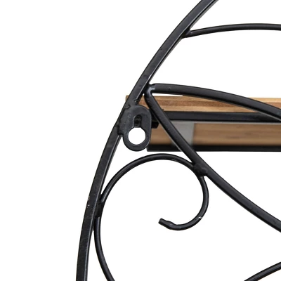 Black Metal & Wood Wall Shelf - Foreside Home & Garden 5 Black Metal & Wood Wall Shelf - Foreside Home & Garden - Image 3