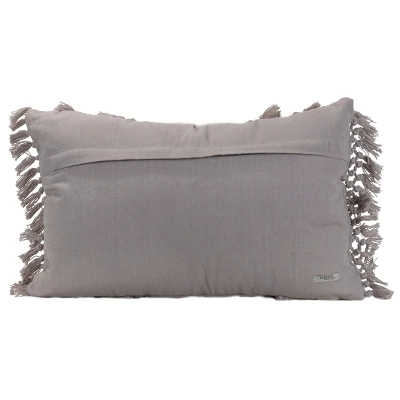Gray Hand Woven 14x22" Decorative Cotton Throw Pillow With Hand Braided Tassels - Foreside Home & Garden 4 Gray Hand Woven 14x22" Decorative Cotton Throw Pillow With Hand Braided Tassels - Foreside Home & Garden - Image 2