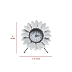 Distressed White Metal Flower Battery Operated Table Clock - Foreside Home & Garden -Decor Home Life Store GUEST 8bd400e3 5e6e 493d b132 878b0fff49b9