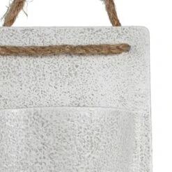 Sandy Pocket Wall Pot White Metal & Rope - Foreside Home & Garden -Decor Home Life Store GUEST 8c02e046 576c 4e5e 8eee e07b8c723eb3