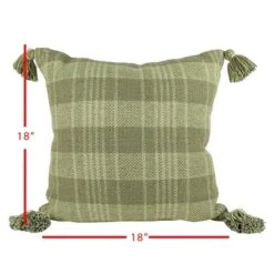Green Plaid 18X18 Hand Woven Filled Pillow - Foreside Home & Garden -Decor Home Life Store GUEST 8c34d079 c5bc 43ca 8764 4ca7b5653d5b