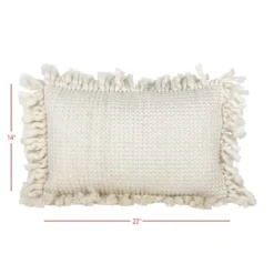 14X22 Inch Hand Woven Yarn Tassel Pillow White Cotton & Acrylic With Polyester Fill By Foreside Home & Garden 9 14X22 Inch Hand Woven Yarn Tassel Pillow White Cotton & Acrylic With Polyester Fill By Foreside Home & Garden -Decor Home Life Store GUEST 8d404885 7d65 4e8b b9c3 39ed6be90af0