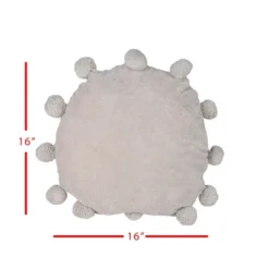 Gray With Pom Poms 16X16 Hand Woven Filled Round Pillow - Foreside Home & Garden -Decor Home Life Store GUEST 904d665d 3bda 4471 b7ca fbcf80c04cf1