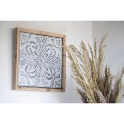 Whitewashed Tin Tile With Wood Frame Wall Decor - Foreside Home & Garden -Decor Home Life Store GUEST 90ccda6f 108b 4fc3 a09e fd408b23cce0