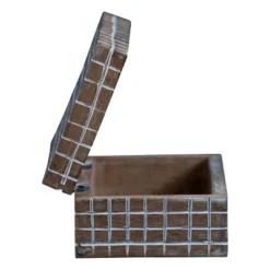 Handcarved Plaid 6x4" Lidded Decorative Wood Storage Box - Foreside Home & Garden -Decor Home Life Store GUEST 95ffbdae c69e 467a 9eb6 3fea5386f848