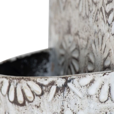 Rustic Antique White Metal Hanging Wall Storage Pocket - Foreside Home & Garden 6 Rustic Antique White Metal Hanging Wall Storage Pocket - Foreside Home & Garden - Image 4