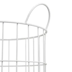 White Metal Rolling Basket - Foreside Home & Garden -Decor Home Life Store GUEST 9927631b 3d0e 4088 95af 1587a7c69d54