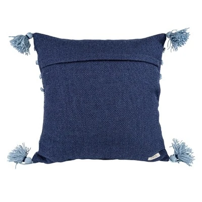 Blue With Corner Tassels 18X18 Hand Woven Filled Outdoor Pillow - Foreside Home & Garden 4 Blue With Corner Tassels 18X18 Hand Woven Filled Outdoor Pillow - Foreside Home & Garden - Image 2