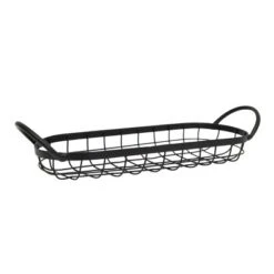 Oblong Black Metal Basket - Foreside Home & Garden
