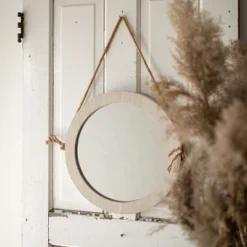 Natural Hanging Mirror With Rope - Foreside Home & Garden