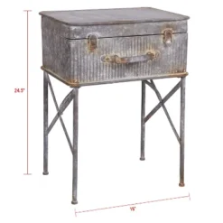 Distressed Metal Suitcase Side/End Table - Foreside Home And Garden -Decor Home Life Store GUEST 9bd61f01 a5f3 44d2 8e24 78761dd9f9f5