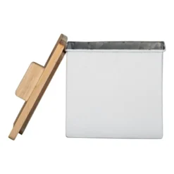 White Enamel Metal Lidded Decorative Storage Canister - Foreside Home & Garden -Decor Home Life Store GUEST a19ad3f1 2f3c 4215 a30e 32ac5a118662