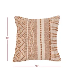 18x18" Hand Woven Rust Geo Stripe Outdoor Pillow Polyester With Polyester Fill By Foreside Home & Garden -Decor Home Life Store GUEST a2385151 5035 49d2 a5bd 7300468ca28b