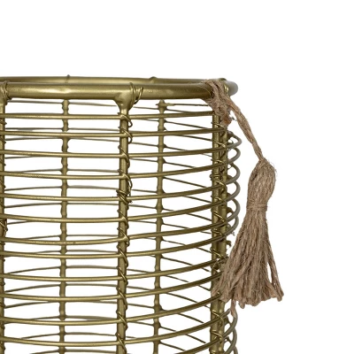 Utensil Caddy Brass Metal With Jute Tassel By Foreside Home & Garden 5 Utensil Caddy Brass Metal With Jute Tassel By Foreside Home & Garden - Image 3