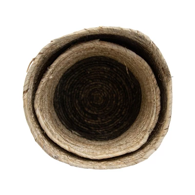 Set Of 2 Natural Woven Natural Corn Husk & Faux Raffia Basket - Foreside Home & Garden 6 Set Of 2 Natural Woven Natural Corn Husk & Faux Raffia Basket - Foreside Home & Garden - Image 4