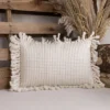 14X22 Inch Hand Woven Yarn Tassel Pillow White Cotton & Acrylic With Polyester Fill By Foreside Home & Garden -Decor Home Life Store GUEST ad80bcb8 3a29 4b80 b7c4 78fb3cc999ae