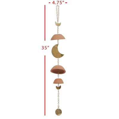 Moon Brass Terracotta & Metal Wall Hanging - Foreside Home & Garden 7 Moon Brass Terracotta & Metal Wall Hanging - Foreside Home & Garden - Image 5