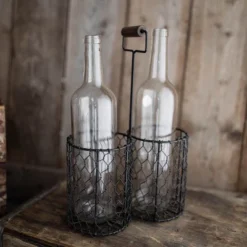 Black Metal & Wood Wine Bottle Caddy - Foreside Home & Garden -Decor Home Life Store GUEST b5a8d74e 5848 4c39 a1b7 be3464f4511a