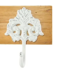 3 Fleur Hook Wall Hanger Cast Iron & Wood - Foreside Home & Garden -Decor Home Life Store GUEST bb25616a ea2d 4dc4 a633 45baa4a1886a