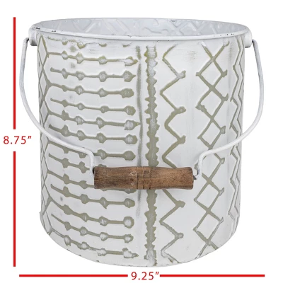 Multi Pattern Bucket Planter Metal & Wood - Foreside Home & Garden 7 Multi Pattern Bucket Planter Metal & Wood - Foreside Home & Garden - Image 5