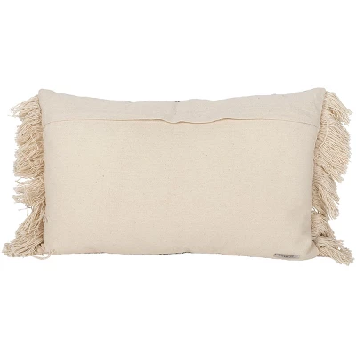 14X22 Inch Hand Woven Stripe Pillow Gray Cotton With Polyester Fill By Foreside Home & Garden 4 14X22 Inch Hand Woven Stripe Pillow Gray Cotton With Polyester Fill By Foreside Home & Garden - Image 2