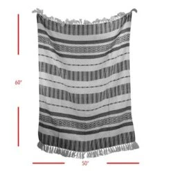 Boho Pattern Hand Woven 50 X 60 Inch Outdoor Safe Throw Blanket With Hand Tied Tassels - Foreside Home & Garden -Decor Home Life Store GUEST c004e104 adeb 4f22 a654 1c283125740a