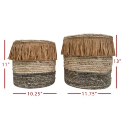 Set Of 2 Natural Woven Natural Corn Husk & Faux Raffia Basket - Foreside Home & Garden 14 Set Of 2 Natural Woven Natural Corn Husk & Faux Raffia Basket - Foreside Home & Garden -Decor Home Life Store GUEST c032937b 73cd 4991 85c1 d5ac50217a1d