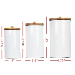 Set Of 3 White Enamel Metal Lidded Decorative Storage Canisters - Foreside Home & Garden -Decor Home Life Store GUEST c0c6c442 835c 4543 8778 335a3729c6c9