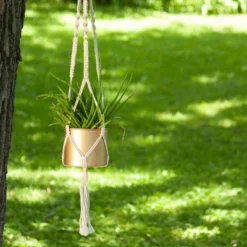Macrame Hanging Planter With Gold Metal Planter Pot - Foreside Home & Garden -Decor Home Life Store GUEST c0f34fef 3779 466b b350 a81c8f5f7a99