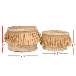 Set Of 2 Natural Woven Natural Seagrass & Faux Raffia Basket - Foreside Home & Garden -Decor Home Life Store GUEST c287be9f 38b3 4178 a6d0 404efdc7b5e4