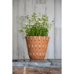 Natural Handthrown Terracotta Planter With Woven Rattan Accents - Foreside Home & Garden -Decor Home Life Store GUEST c3d18cb4 8734 4df7 b079 2429c2ba19ed