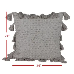 Pulled Knot Gray 24X24 Hand Woven Filled Pillow - Foreside Home & Garden -Decor Home Life Store GUEST c48b471e efa3 4454 b642 d98310ae0349