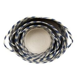 Set Of 3 White & Blue Baskets Cotton & Rope - Foreside Home & Garden -Decor Home Life Store GUEST c78f5a0d da5f 4418 90ef 31ef1e4c8bad