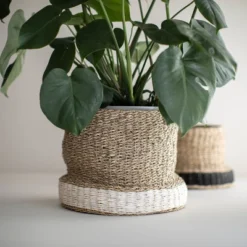 White Rope & Seagrass Basket - Foreside Home & Garden -Decor Home Life Store GUEST c7c6cf00 e009 42d0 a6f6 56101279a8c7
