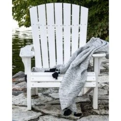 Black And White Hand Woven 50 X 60 Inch Outdoor Safe Throw Blanket With Hand Tied Tassels - Foreside Home & Garden -Decor Home Life Store GUEST ccbbf5ad fbf2 434a a02d 614a5d7facbf