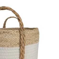 Set Of 3 Baskets White Seagrass & Cotton Rope By Foreside Home & Garden -Decor Home Life Store GUEST ce994251 5d27 4f34 a694 bc59d8c1c17c