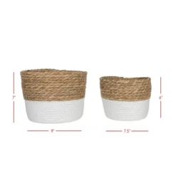 Set Of 2 Baskets White Seagrass & Rope By Foreside Home & Garden 13 Set Of 2 Baskets White Seagrass & Rope By Foreside Home & Garden -Decor Home Life Store GUEST d24d8064 f097 45d7 8144 84f00b8c3fd0