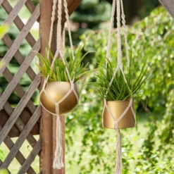 Macrame Hanging Planter With Gold Metal Planter Pot - Foreside Home & Garden -Decor Home Life Store GUEST d6909e0b 3831 445c 9c56 c6090b5cc8c0