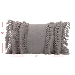 Gray Hand Woven 14x22" Decorative Cotton Throw Pillow With Hand Braided Tassels - Foreside Home & Garden 11 Gray Hand Woven 14x22" Decorative Cotton Throw Pillow With Hand Braided Tassels - Foreside Home & Garden -Decor Home Life Store GUEST d8e8bf54 4092 4d38 9173 1026b5ed9f2b