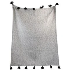 Black And White Hand Woven 50 X 60 Inch Outdoor Safe Throw Blanket With Hand Tied Tassels - Foreside Home & Garden -Decor Home Life Store GUEST dd3c4e6a e121 45c4 9350 f1c84f7ff56c