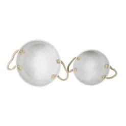 Set Of 2 Sandy Baskets White Metal & Cotton - Foreside Home & Garden -Decor Home Life Store GUEST e1620548 f4ce 4342 a1fe fc6fc9787444