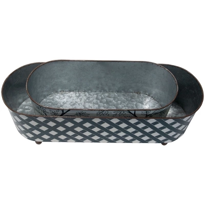 Set Of 2 Multicolored Galvanized Metal Planters With Round Feet - Foreside Home & Garden 6 Set Of 2 Multicolored Galvanized Metal Planters With Round Feet - Foreside Home & Garden - Image 4