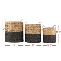 Set Of 3 Natural Water Hyacinth Decorative Storage Baskets With Handles 13 Set Of 3 Natural Water Hyacinth Decorative Storage Baskets With Handles -Decor Home Life Store GUEST e20824ec 0c51 43c5 aa33 daba3905f00a